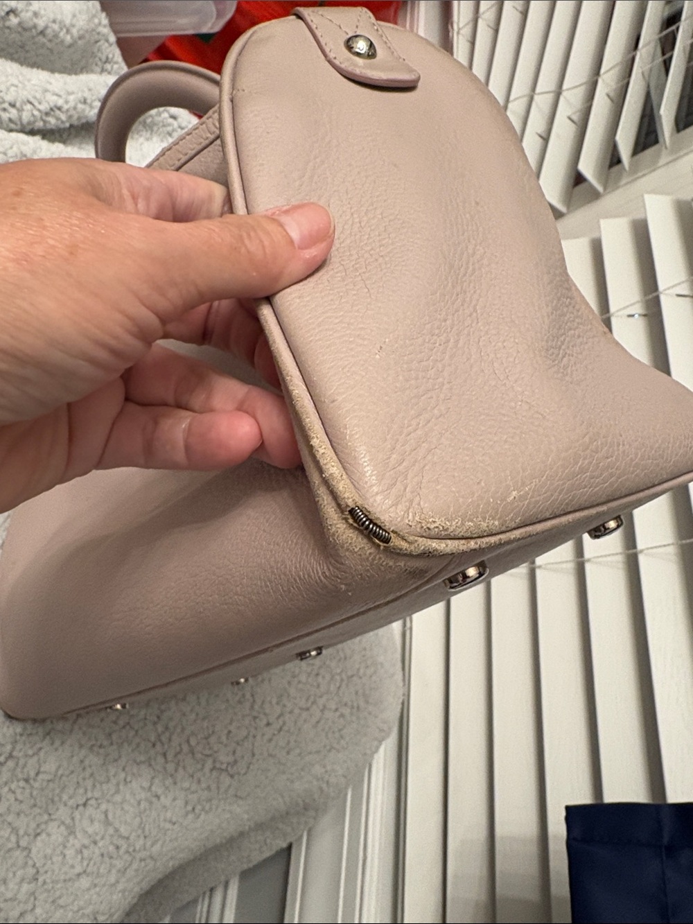 ⭐️Auth Christian Dior Pebbled Leather Boston Bowling Bag – Pale Blush Pink 2013 - Picture 14 of 17